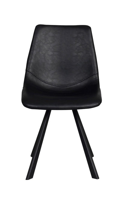 Auburn stol svart konstläder/svarta metall ben 2-pack