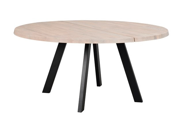 Fred matbord runt 160 vitpigmenterad ek/svart