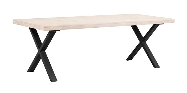 Brooklyn matbord 220x95 vitpigm ek/X-ben svart met