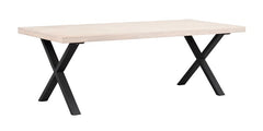 Brooklyn matbord 220x95 vitpigm ek/X-ben svart met