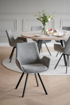 Norwell karmstol grått tyg/svarta metall snurrben 2-pack