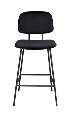 Bryan barstol svart sammetstyg/svarta metallben 2-pack