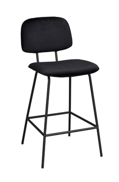 Bryan barstol svart sammetstyg/svarta metallben 2-pack