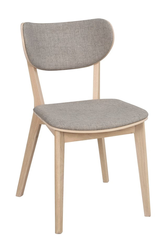 Kato stol vitpigmenterad ek/ljusgrått tyg 2-pack