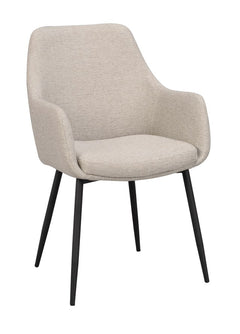Reily karmstol beige tyg/svarta metall ben 2-pack