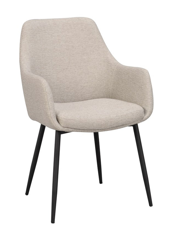 Reily karmstol beige tyg/svarta metall ben 2-pack
