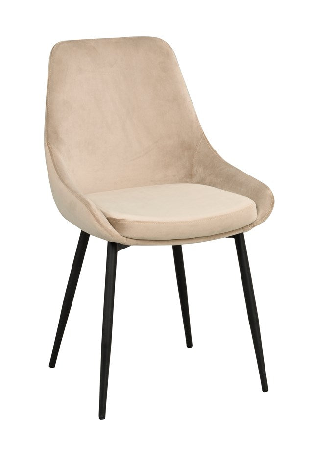 Sierra stol beige sammet/svarta metall ben 2-pack