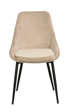 Sierra stol beige sammet/svarta metall ben 2-pack