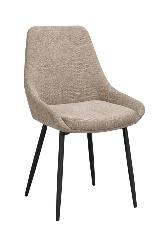 Sierra stol beige tyg/svarta metall ben 2-pack