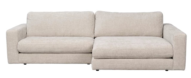 Duncan soffa 3-sits med schäslong H ljusgrått tyg