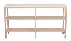 Orwel avlastningsbord 140xH75 beige travertin/vitpigmenterad ek