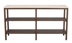 Orwel avlastningsbord 140xH75 beige travertin/brun ek