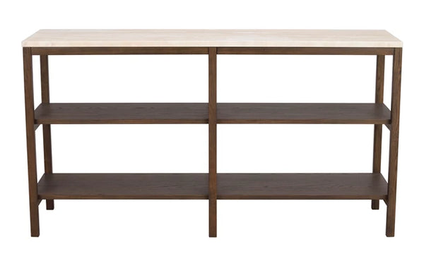 Orwel avlastningsbord 140xH75 beige travertin/brun ek