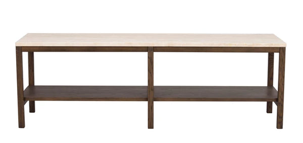 Orwel avlastningsbord 140xH45 beige travertin/brun ek