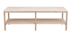 Orwel soffbord 140x60 beige travertin/vitpigmenterad ek