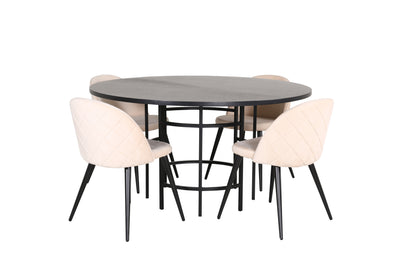 Matbordet Copenhagen och stolarna Velvet