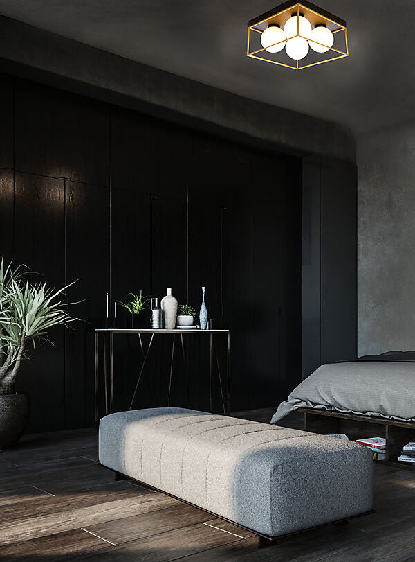 Astro plafond stor svart/guld/opal