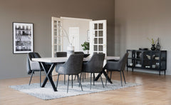 Brooklyn matbord 220x95 vitpigm ek/X-ben svart met
