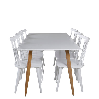 Matbordet Polar och stolarna Mariette