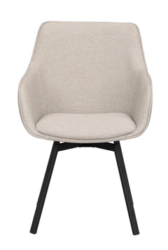 Alison karmstol beige tyg/svarta metallben snurr 2-pack