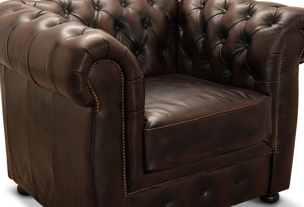 Liverpool fåtölj läder brun