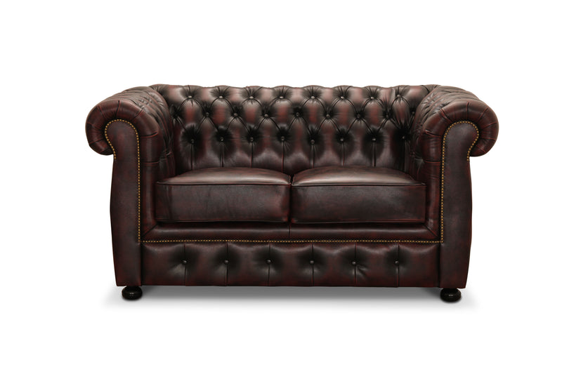 Liverpool soffa 2-sits läder oxblod