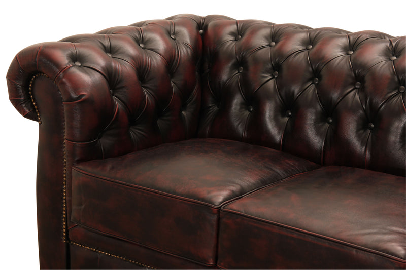 Liverpool soffa 2-sits läder oxblod