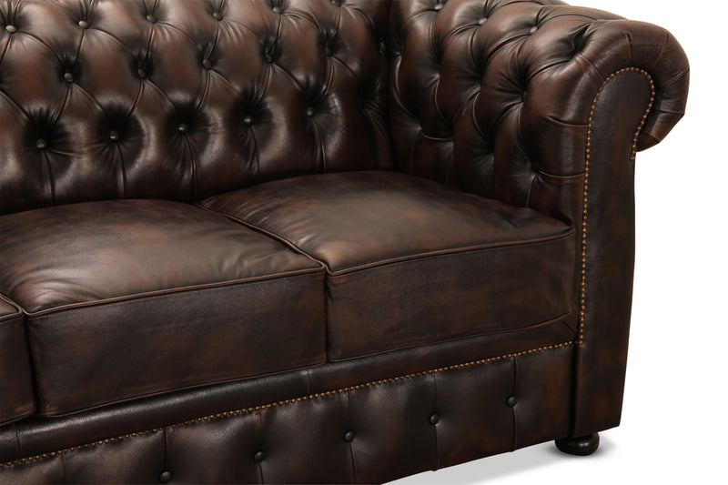 Liverpool soffa 2-sits läder brun
