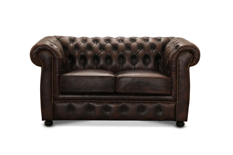 Liverpool soffa 2-sits läder brun