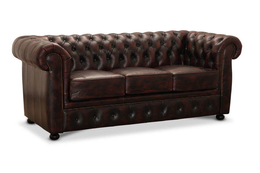 Liverpool soffa 3-sits läder oxblod