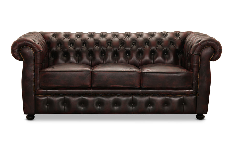 Liverpool soffa 3-sits läder oxblod