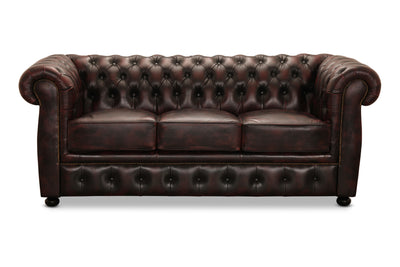 Liverpool soffa 3-sits läder oxblod