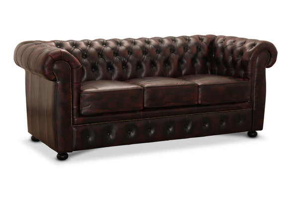 Liverpool soffa 3-sits läder oxblod