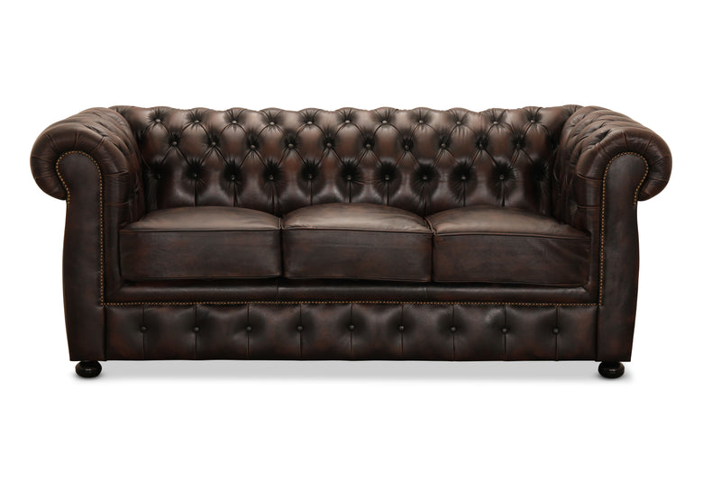 Liverpool soffa 3-sits läder brun