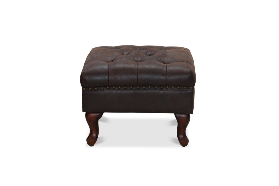 Aberdeen fotpall brunt vintage tyg