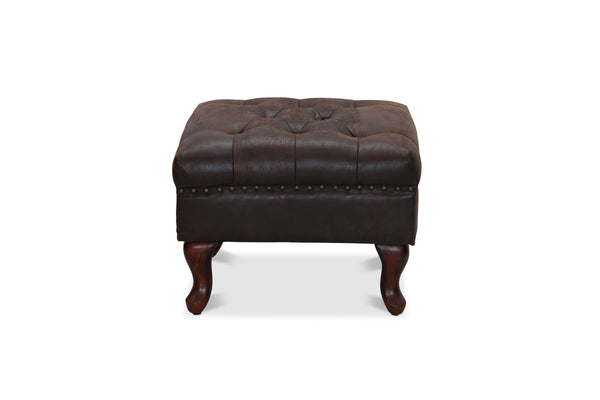 Aberdeen fotpall brunt vintage tyg