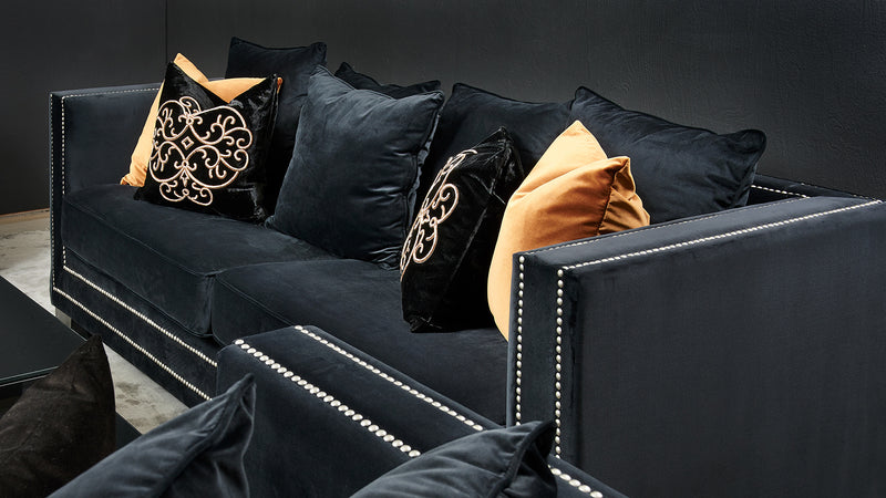 Cloude 3-sits soffa svart sammet
