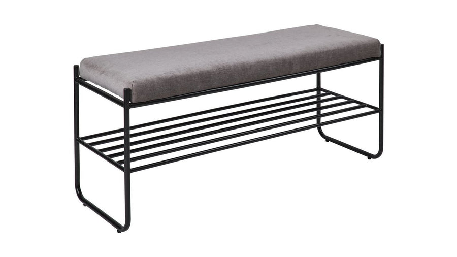 Blonville bänk med hylla grå