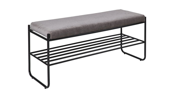 Blonville bänk med hylla grå