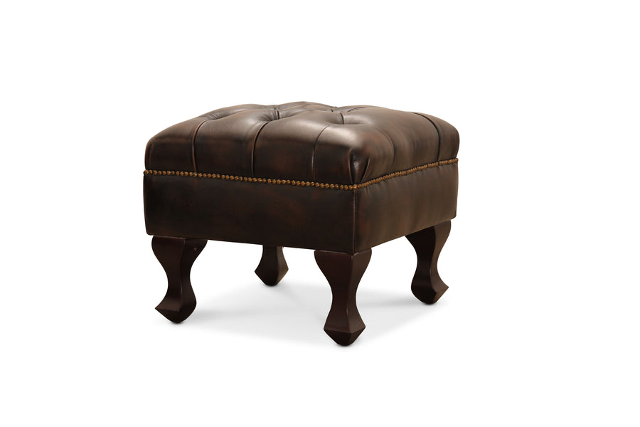 Aberdeen fotpall läder brun