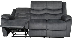 Winfield 3-sits reclinersoffa med el tyg grå