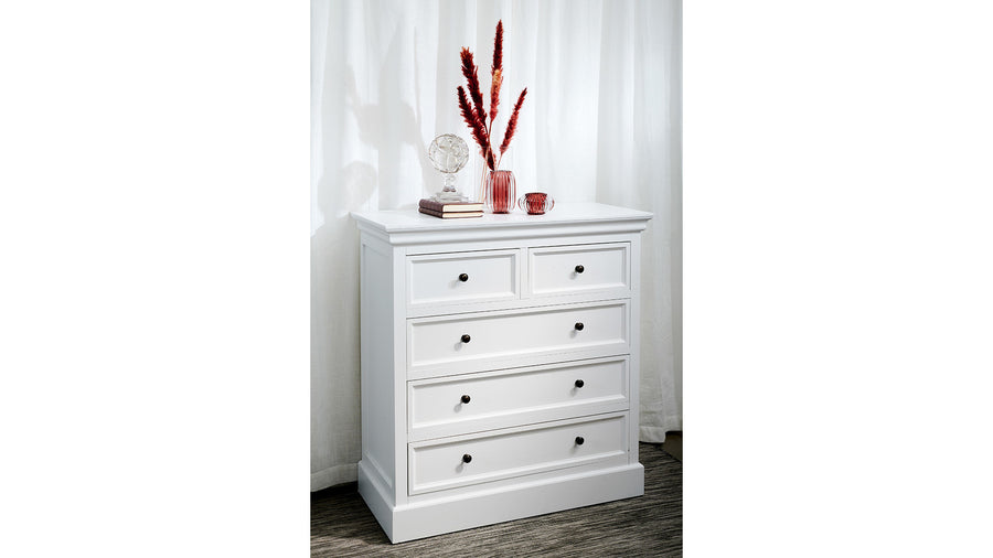 Bristol byrå 3+2 lådor antikvit