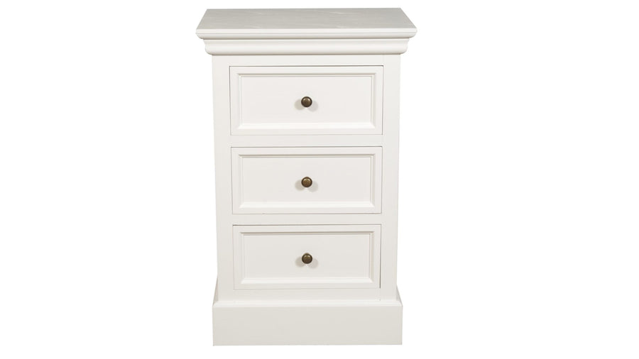 Bristol sängbord med 3 lådor antikvit