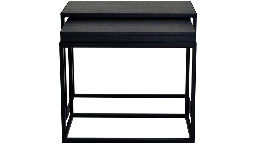 Duett sidobord set rektangel svart
