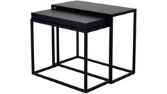 Duett sidobord set rektangel svart