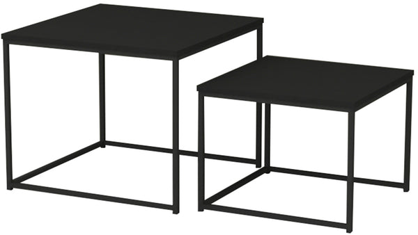 Duett sidobord set fyrkant svart