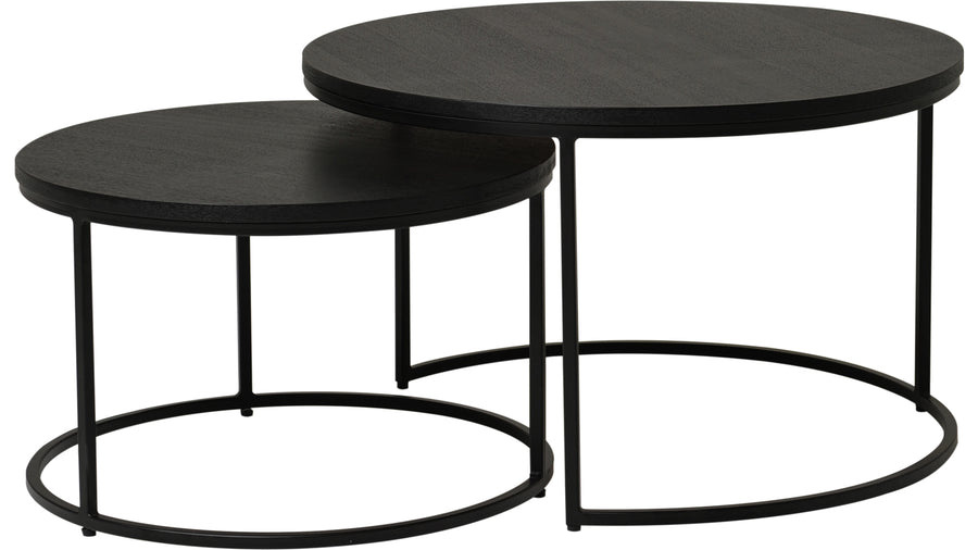 Duett sidobord set runt svart