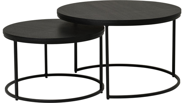 Duett sidobord set runt svart