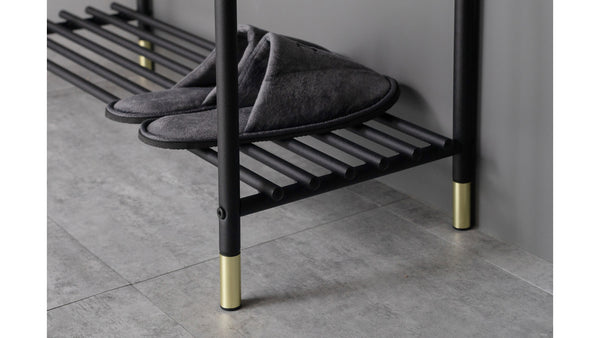 Basse skohylla svart/mässing