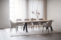 Reily karmstol beige tyg/svarta metall ben 2-pack